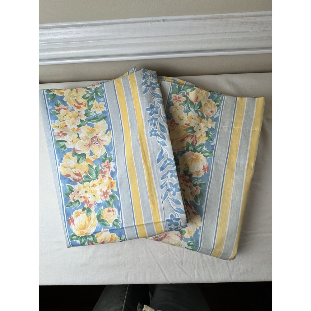 Vintage Pair Croscill Fiesta Floral Lined Curtain Panels Drapery French Country
